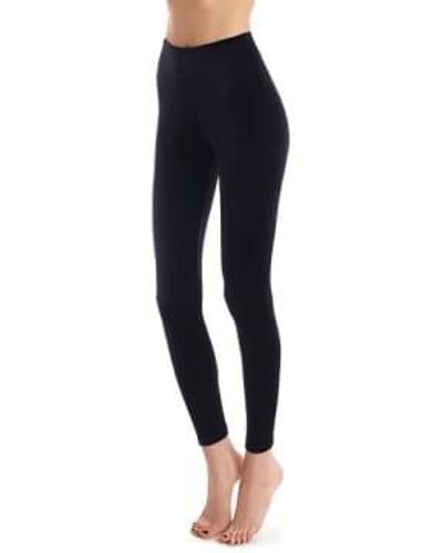 Commando Schwarze samt-stretch-leggings - Blau