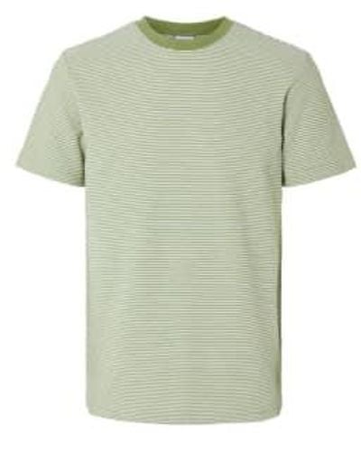 SELECTED Slhsoren Epsom Stripe O Neck T Shirt - Verde