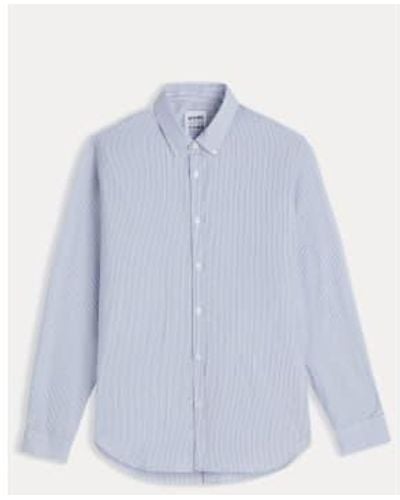 Homecore Tokyo Silk Shirt Cotton And Silk Striped M - Blue