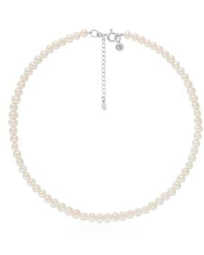 Claudia Bradby Button Pearl Choker Necklace / Silver - Metallic