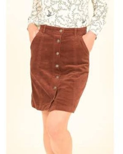 Brakeburn Button Cord Skirt In Burnt - Arancione