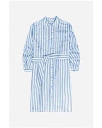 Munthe Mateo -streifenhemdkleid mit gürtelgröße: 10, col: blau/weiß