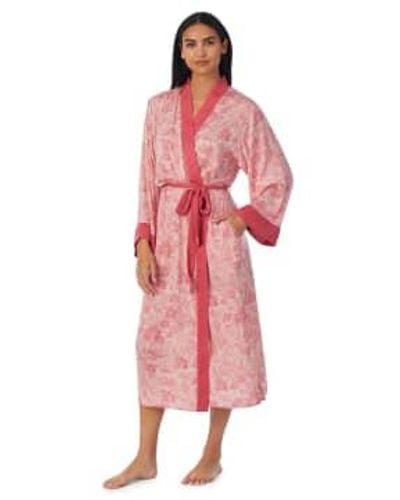 DKNY Satin Maxi Blush Kimono Rata - Rosa