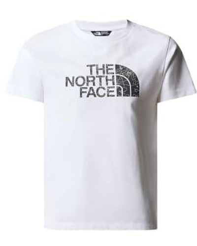 The North Face T Shirt Easy Bambino Asphalt Grey Buldering - Bianco