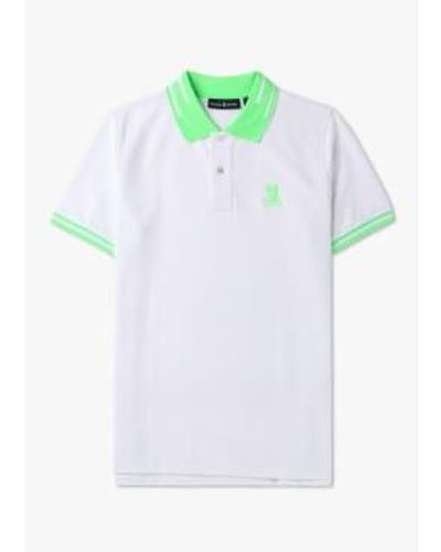 Psycho Bunny Mens Chester Pique Polo Shirt In - Bianco