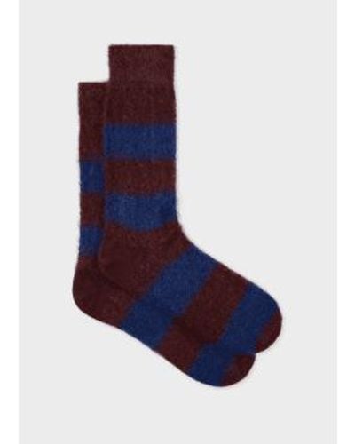 Paul Smith Navy And Burgundy Mohair-blend Socks Onesize - Blue