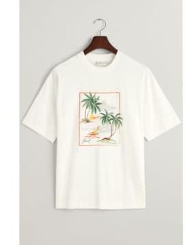 GANT T-shirt imprimé hawaïen à eggshell 2013080 113 - Blanc