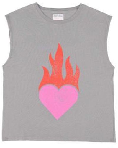 Sisters Department Heart-Gray Sleeve T -Shirt - Gris