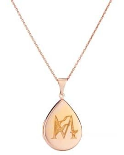 Posh Totty Designs Plated Floral Engraved Initial Locket Necklace - Metallizzato
