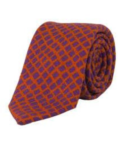 40 Colori Corbata lana estampada malla cuadrada - Rojo