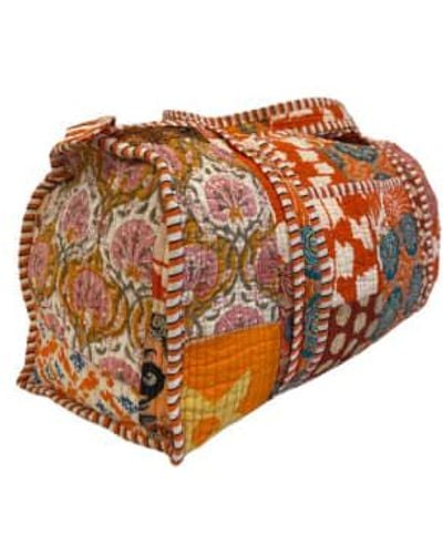 Behotribe  &  Nekewlam Duffle Bag Block Print Tangerine - Brown