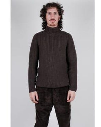 Hannes Roether Mixed Turtle Neck Sweater Grey/brown Large - Gray