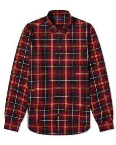 Fred Perry Chemise tartan authentique Ecru - Rouge