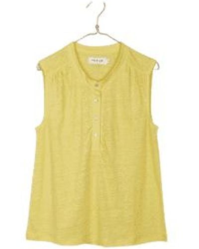 indi & cold Button Front Sleeveless Top L - Yellow
