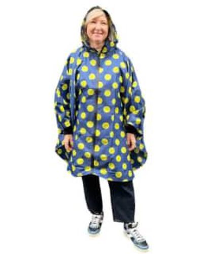 Made by moi Selection Polka Dot Waterproof Poncho - Blue