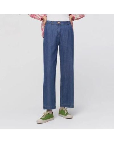 Nice Things Pantalon pleine longueur en jean - Bleu