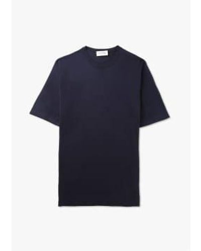 John Smedley Mens Lorca Welted Ss T Shirt In - Blu