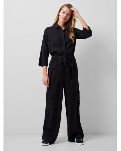 French Connection Elkie Twill Jumpsuit-black Ash-7uwad