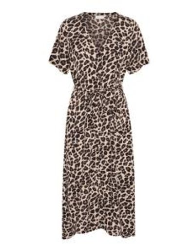 Kaffe Marta long robe en imprimé léopard - Neutre