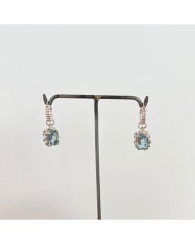 Dainty London Astrid Hoop Earrings Silver / Blue Topaz - White