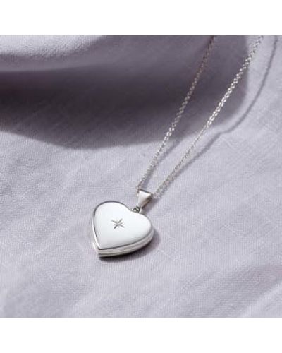 Posh Totty Designs Heart Locket With Diamond Sterling - Blue