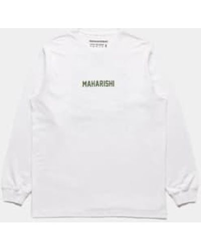 Maharishi Woodblock Dragon Ls T-shirt M - White