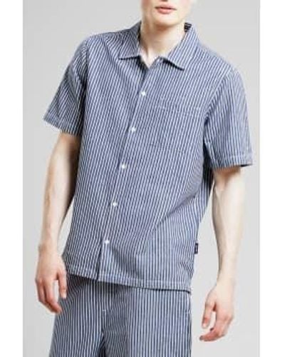 Dedicated Stripe Brantevik Work Shirt - Blu