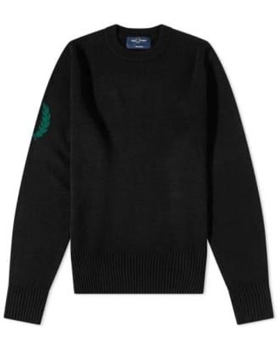 Fred Perry Reissues Laurel Wreath Crew Knit - Black