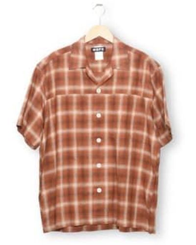 Hope Vaca Ss Shirt Check Linen 48 - Brown