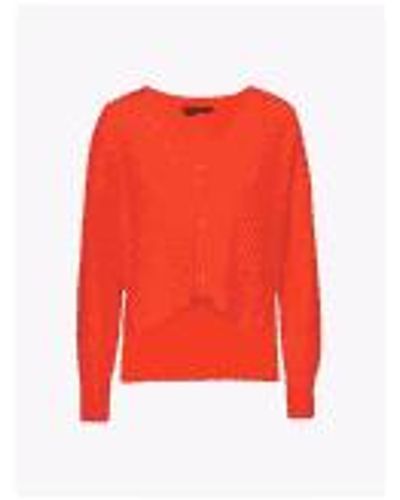 360cashmere Bridget High Low Ribbed Cardigan Col Persimmon Size L - Rosso