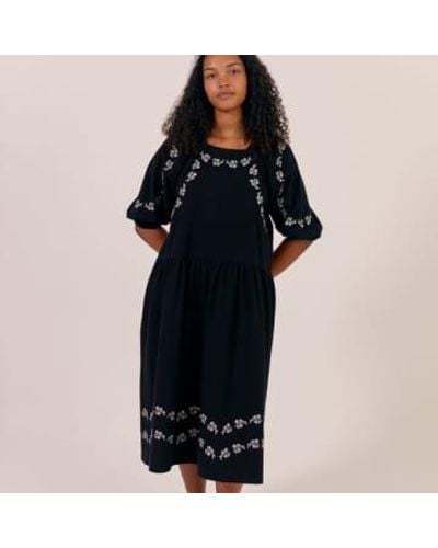 SIDELINE Heather Dress Embroidered Xs - Blue