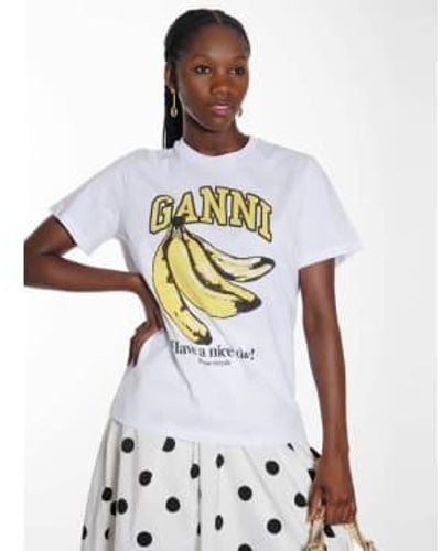 Ganni Relaxed Banana T-shirt Xs - White