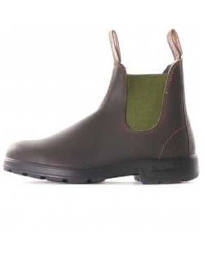 Blundstone 519 Leather With Olive Elastic Boots - Marrone