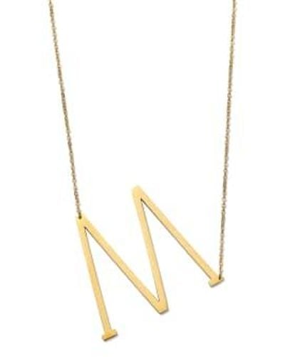 Nordic Muse Waterproof 18K Initial Letter Pendant Necklace M - Metallizzato