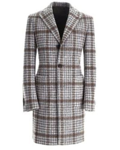 L.B.M. 1911 Lbm 1911 Lbm 1911 London Soft Blend Overcoat In Grey And Brown Check 357201 7451 - Grigio
