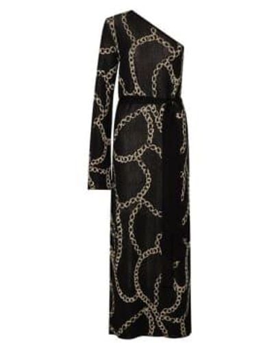 Kitri Esme Chain Lurex Knit One Shoulder Dress Xs - Black