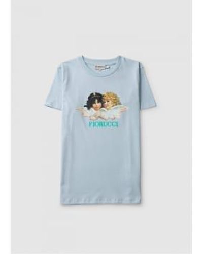 Fiorucci Womens Vintage Angels T Shirt In Pale - Blu