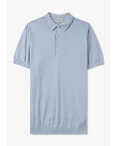 John Smedley S Adrian Knitted Polo Shirt - Blue