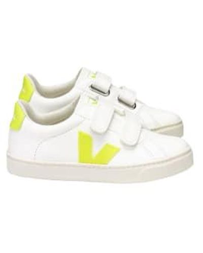 Veja Esplar junior velcro chromefree blanco jaune fluo zapatos - Multicolor