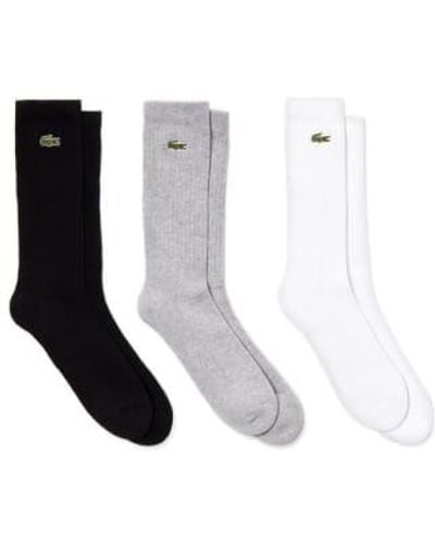 Lacoste Sport Socks 3 Pack Ra4182 Whitegrey - Bianco