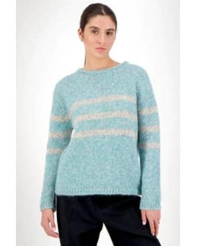 Les Racines Du Ciel Gievre Crew Neck Striped Jumper Light Grey - Blu