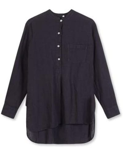 Burrows and Hare Charcoal Linen Tunic Shirt M - Blue