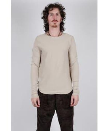 Hannes Roether Raw Neck Cotton Ls T Shirt - Grigio