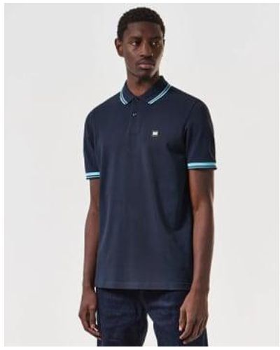 Weekend Offender Levanto Polo With Contrasting Tipping In Saltwater - Blu
