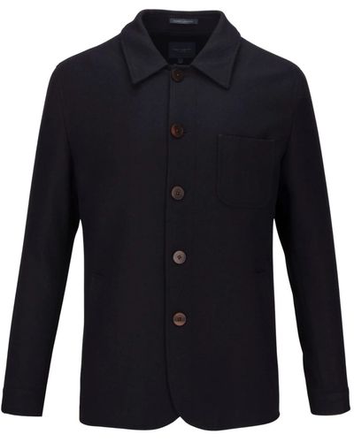 Guide London Wool Overshirt Jacket - Blue