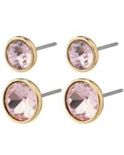 Pilgrim Callie Crystal Earrings /gold Pink/gold / Os - Metallic