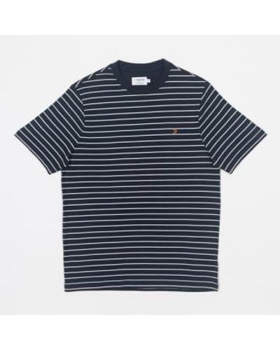 Farah Oakland stripe kurzarm-t-shirt in marineblau und weiß