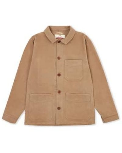 Burrows and Hare Moleskin Workwear Jacket Beige S - Natural