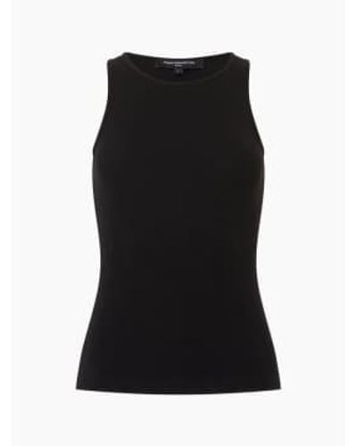 French Connection Rassia Sheryle Ribbed Tank Or - Nero
