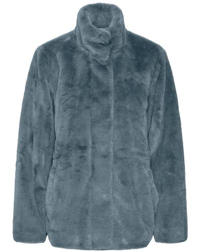 Vero Moda Faux Fur Jacket - Blue